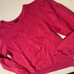 10/$15 HALOGEN hot pink cinched shoulder hem crew neck sweater size medium